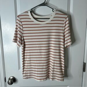 A New Say Striped Short Sleeve Ribbed Top size XL
